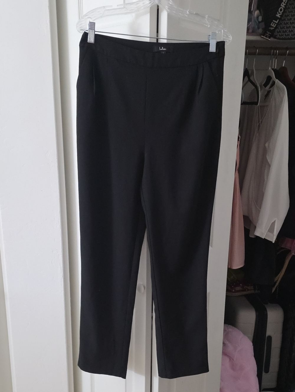 Lulu's Black Pull-On Straight Trousers